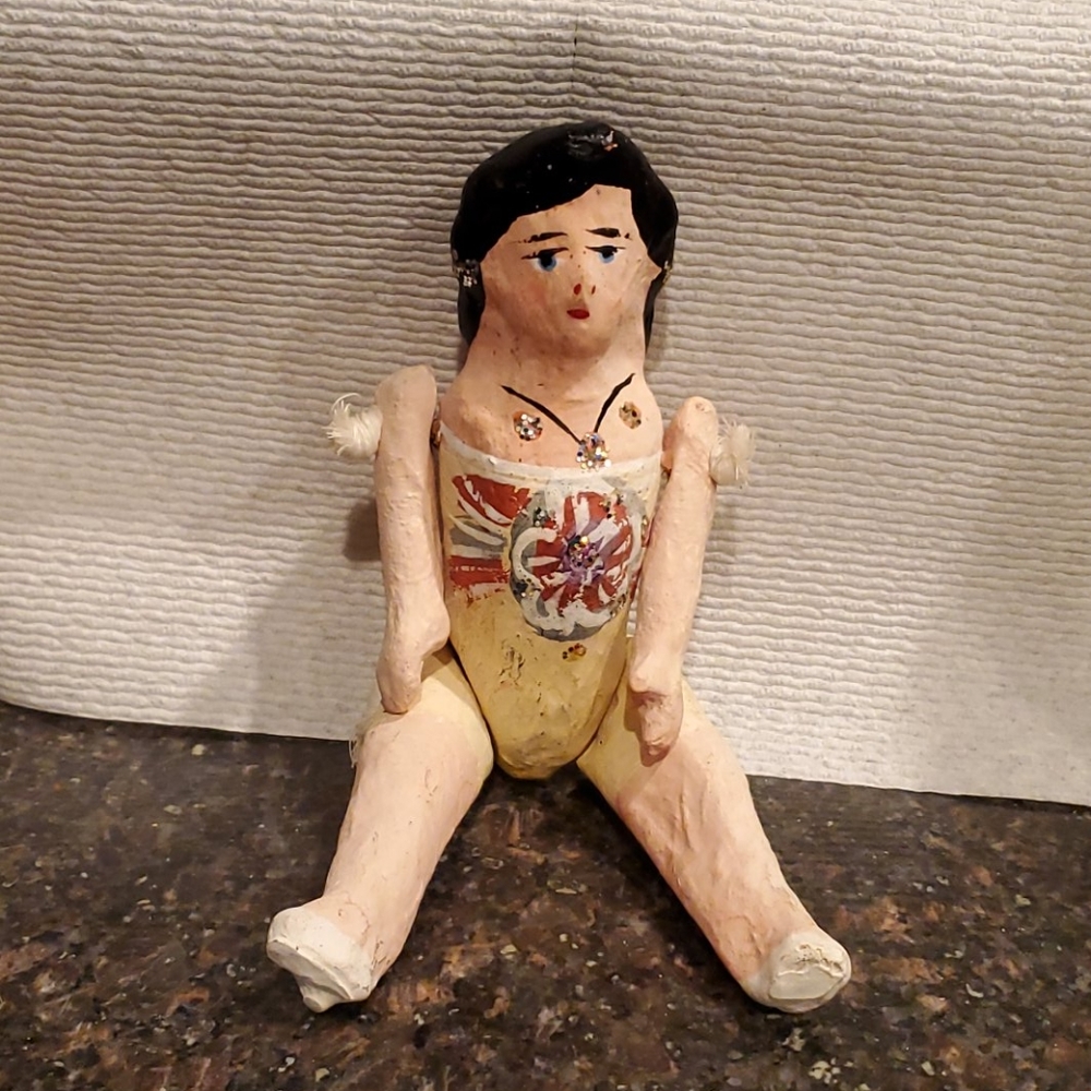 Vintage Mexican Folk Art Papier Mache Doll